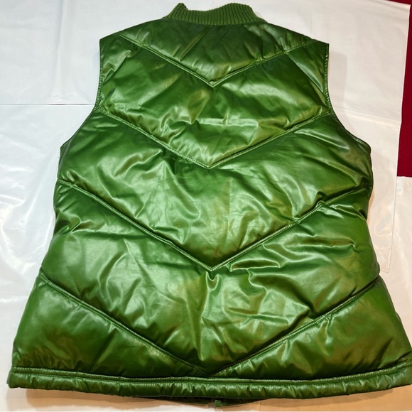 Old Navy GREEN Puffer Vest Full Zip Pockets Sleeveless Jacket RIBBED BAND NECK M - Picture 9 of 14